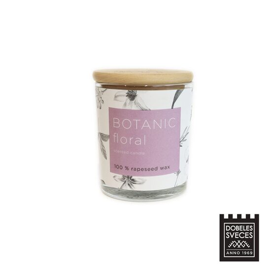 "BOTANIC" sērijas 100% rapša vaska svece "ZIEDU" ar jasmīna ziedu aromātu